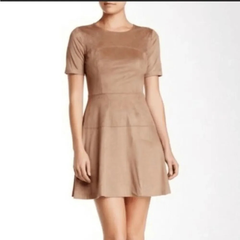 CeCe‎ by Cynthia Steffe Faux Suede Dress Women's Size 0 Brown Mini Short Sleeve
